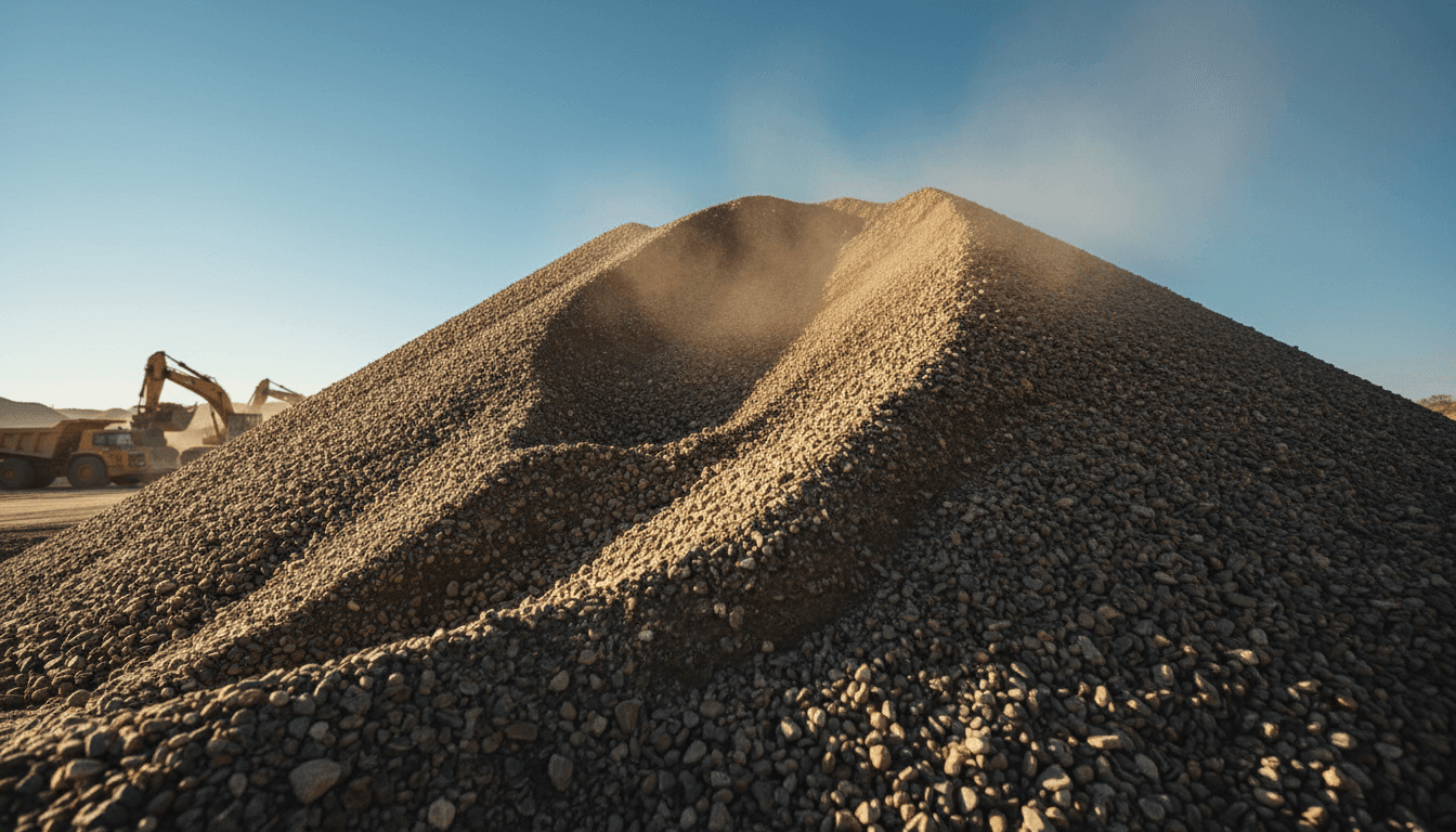 River-run aggregate stockpile from the Bear River in Stewart, BC