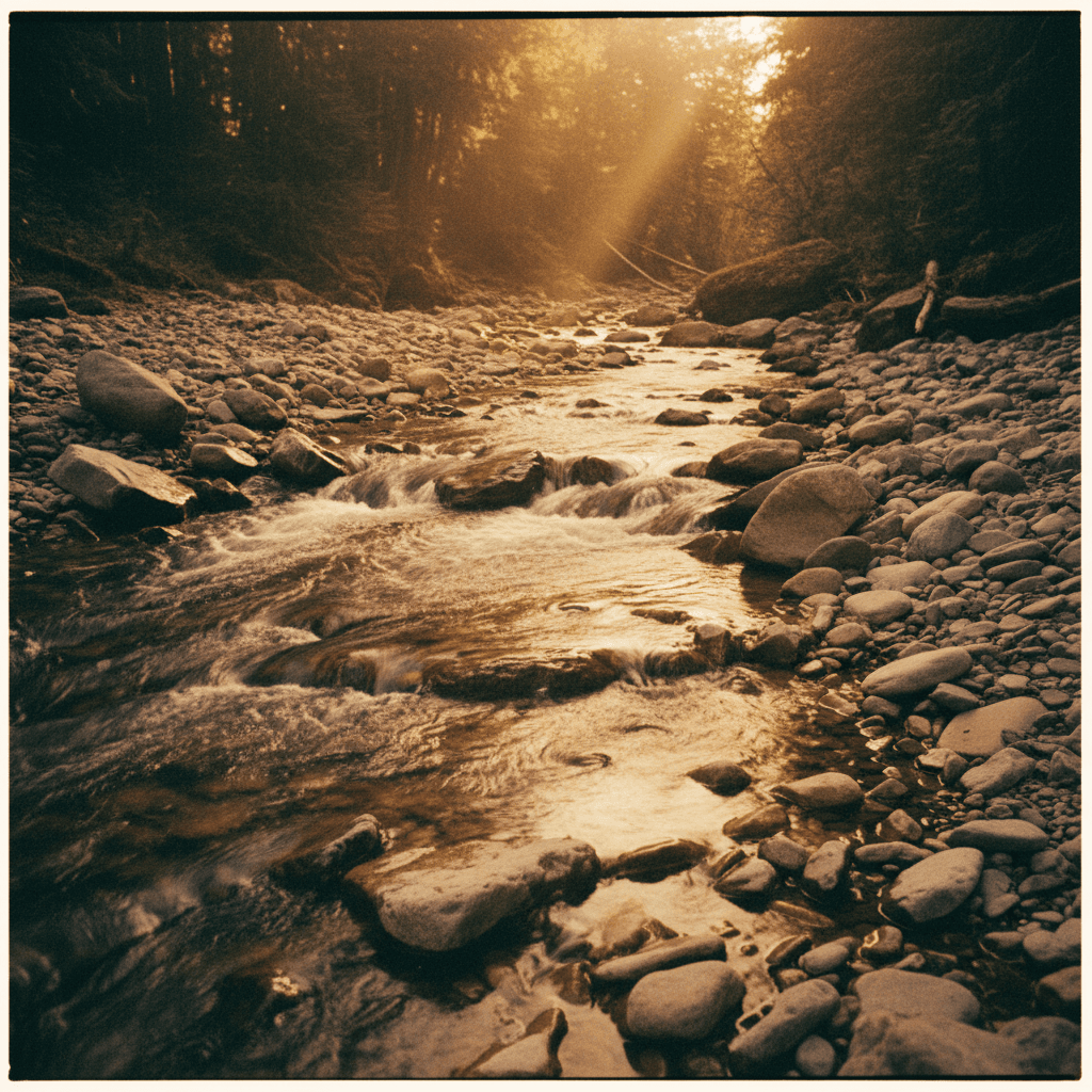 Natural river environment showing source of unprocessed aggregate