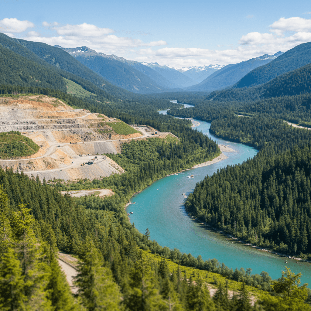 Bear River landscape showing sustainable aggregate extraction in balance with environment