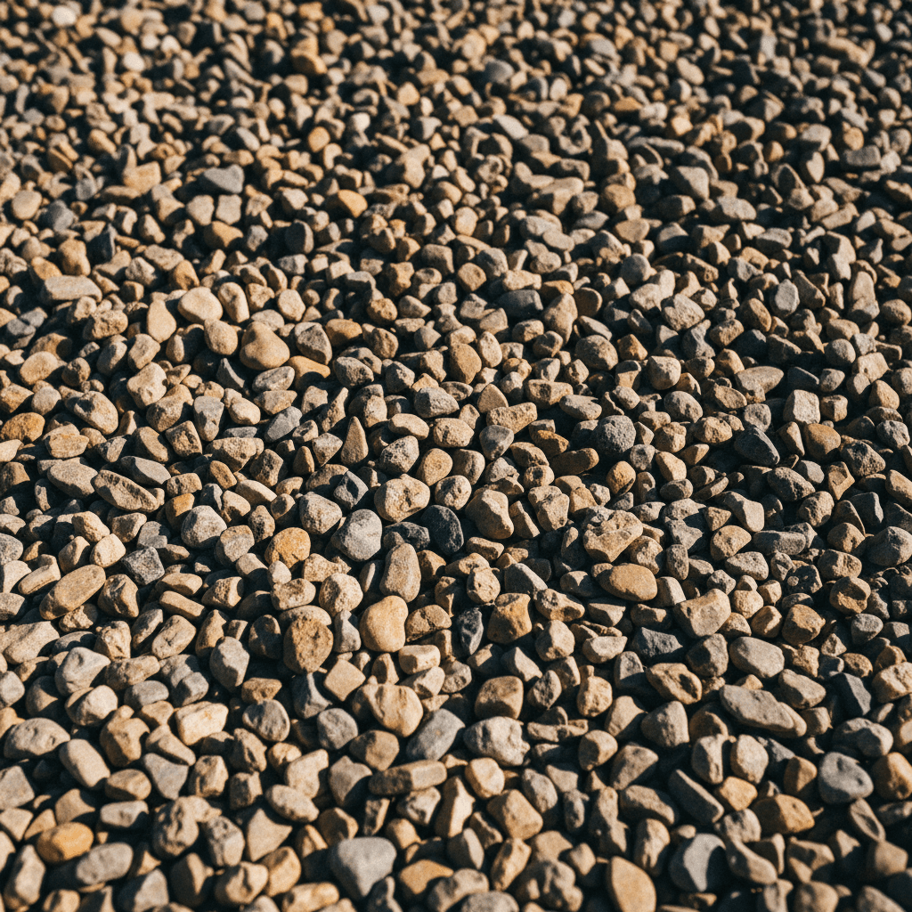 Close-up of river-run aggregate stones with natural texture