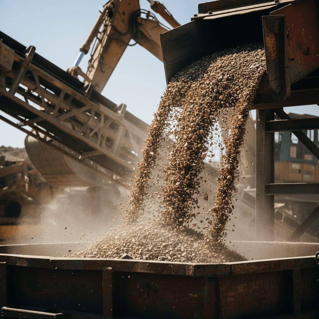 Aggregate material in active loading or transfer process